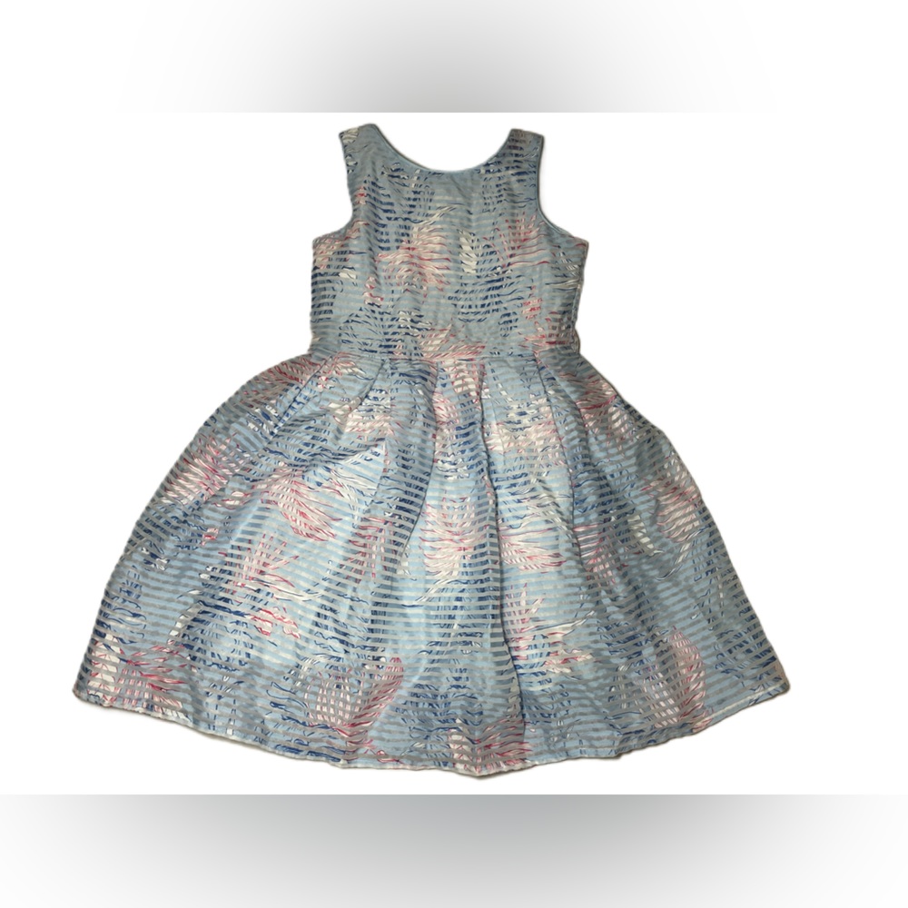 Acoola Girls Sleeveless Dress - Blue Striped Floral Pattern - Size 140